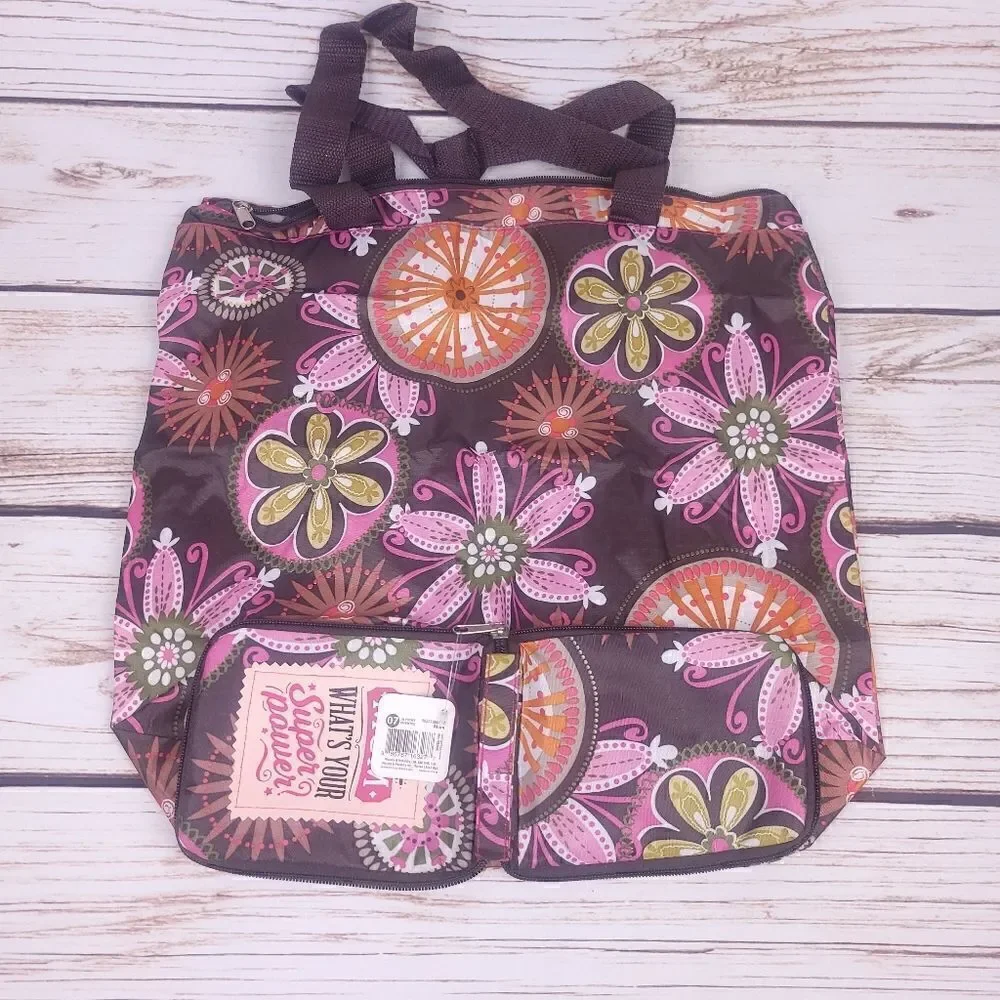 Mom Foldable Floral Print Tote Shopping  Grocery Bag